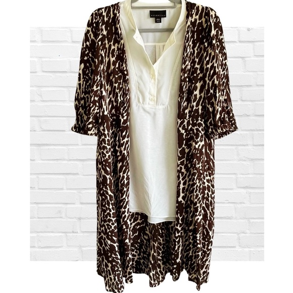 Roaman’s Animal Print Shirt Dress Women’s 22W Duster Coverup Plus Size Empire - Picture 2 of 13